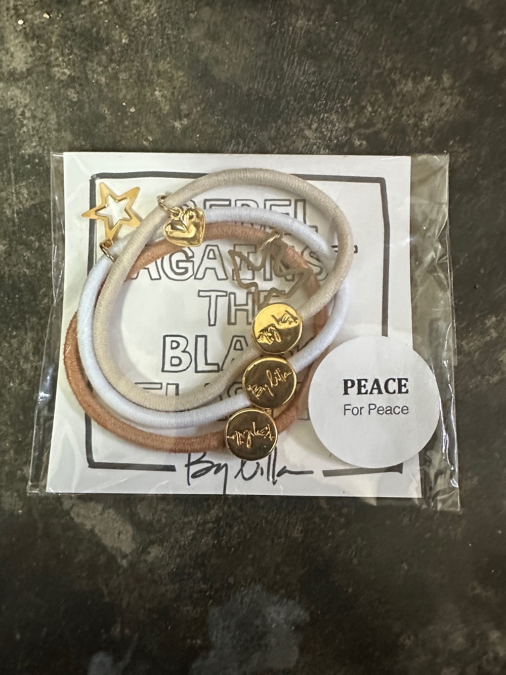 ByLilla Peace Hair Elastics - White and Black Set